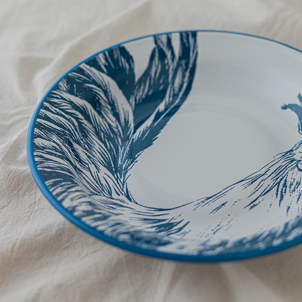 Blue Rooster Plate Set x3