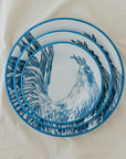Blue Rooster Plate Set x3