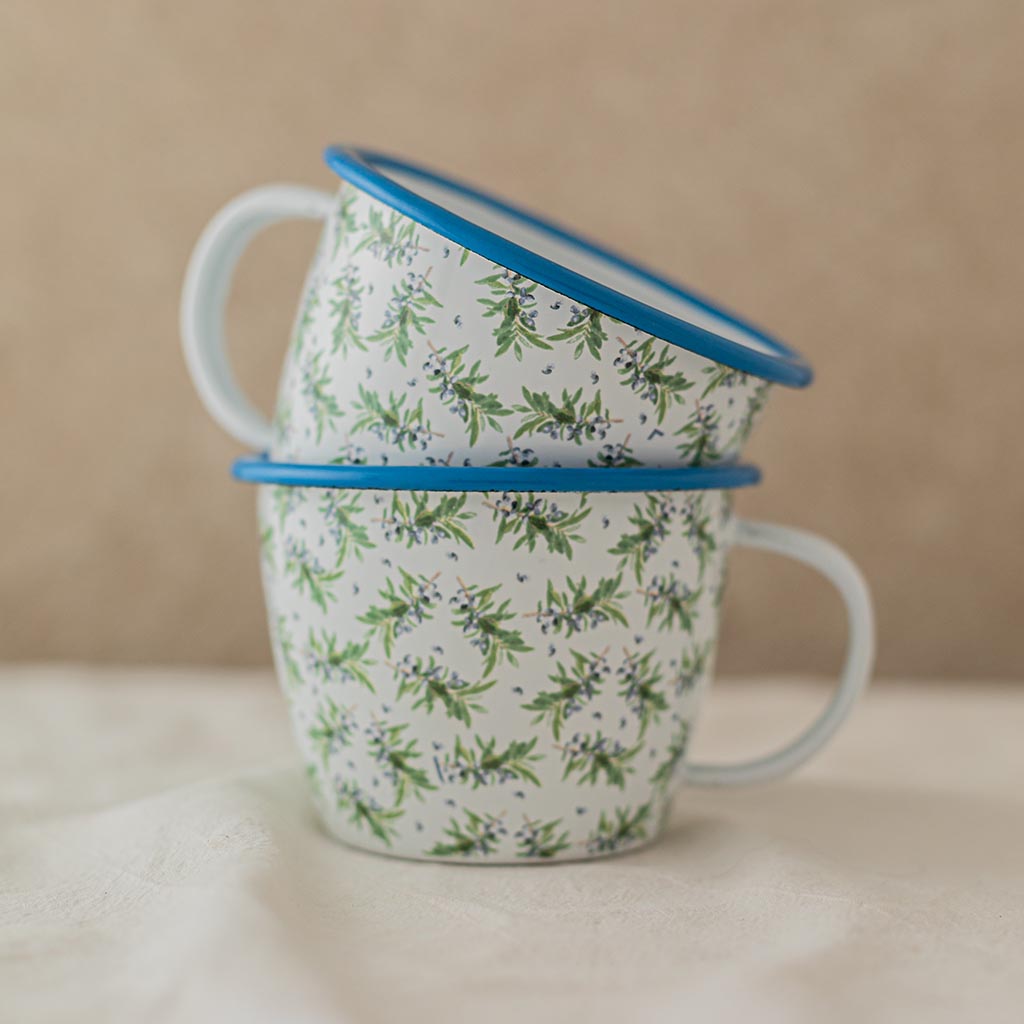 Wide Olive and Flowers Mug 15 oz