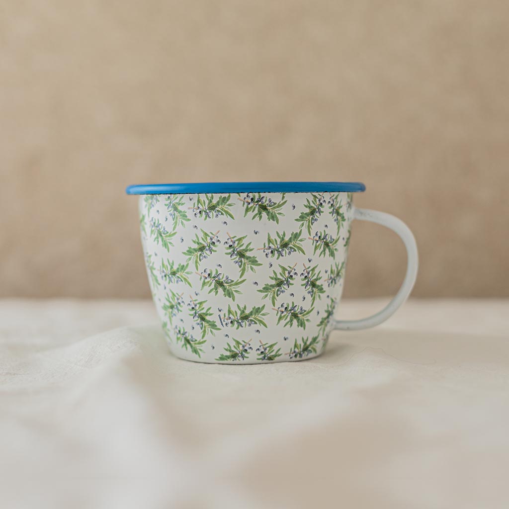 Wide Olive and Flowers Mug 15 oz